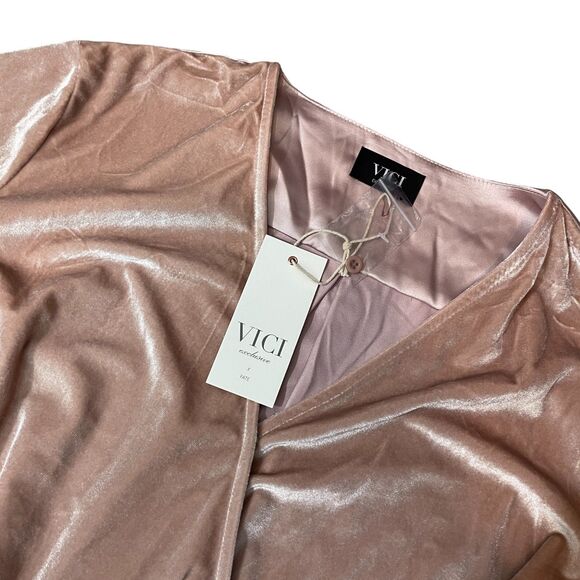 VICI XL Fate New w/ Tags Dusty Rose Velour Ladies Top Polyester Blend - Picture 2 of 5